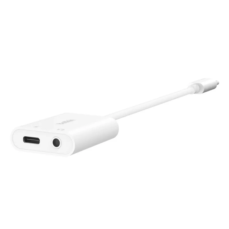 BELKIN Charge -sovitin Rockstar 3,5 mm audio + USB-C valkoinen