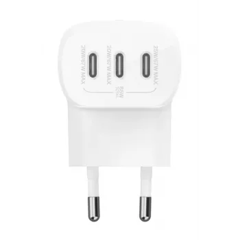 BELKIN seinälaturi - BoostCharge - USB-C 3-porttinen laturi - PPS 67W - valkoinen