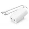 BELKIN seinälaturi - BoostCharge - USB-C 3-porttinen laturi - PPS 67W - valkoinen