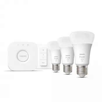 Philips Hue White -aloituspaketti: 3 E27 älylamppua (1100) + himmennin