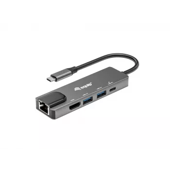Equip USB-C 5-in-1 -monitoimisovitin, HDMI, Gigabit-LAN, USB 3.2 Gen1, 100W USB PD