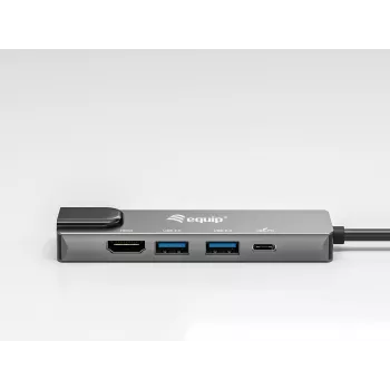 Equip USB-C 5-in-1 -monitoimisovitin, HDMI, Gigabit-LAN, USB 3.2 Gen1, 100W USB PD