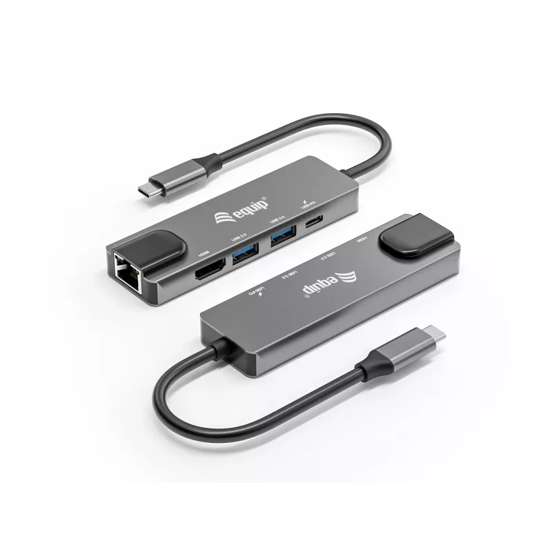 Equip USB-C 5-in-1 -monitoimisovitin, HDMI, Gigabit-LAN, USB 3.2 Gen1, 100W USB PD