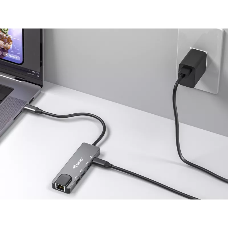 Equip USB-C 5-in-1 -monitoimisovitin, HDMI, Gigabit-LAN, USB 3.2 Gen1, 100W USB PD