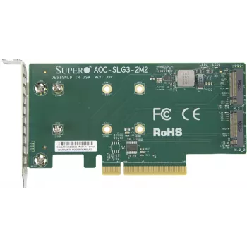 SUPERMICRO Low Profile PCI-E -riser-kortti tukee 2x M2-moduulia (AOC-SLG3-2M2-O)