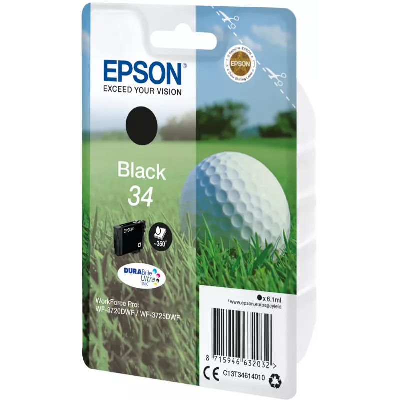 Epson golfpallo yksittäispakkaus musta 34 DURABrite Ultra muste