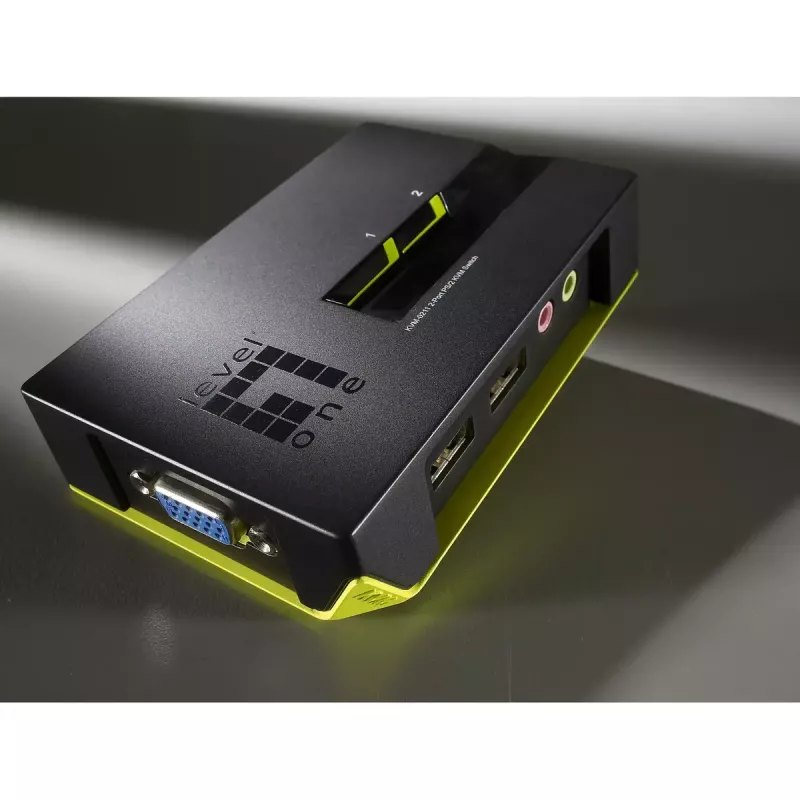 LevelOne 2-porttinen USB VGA KVM-kytkin, äänituki