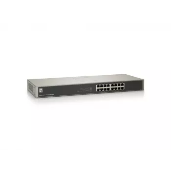 LevelOne 16-porttinen Gigabit-kytkin, hallitsematon, Gigabit Ethernet (10/100/1000), täysiduplex, rack-asennus
