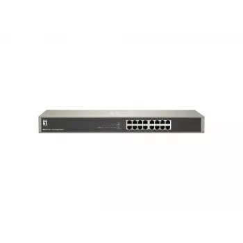 LevelOne 16-porttinen Gigabit-kytkin, hallitsematon, Gigabit Ethernet (10/100/1000), täysiduplex, rack-asennus