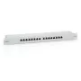 Equip 16-porttinen Cat.6 suojattu patch-paneeli, vaaleanharmaa, RJ-45, kulta, Cat6, rack-asennus, 1U, harmaa