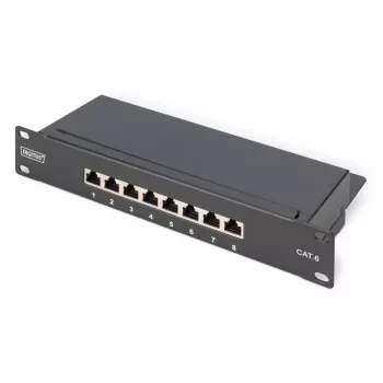 DIGITUS Patchpanel CAT6 8-Port suojattu musta 10in