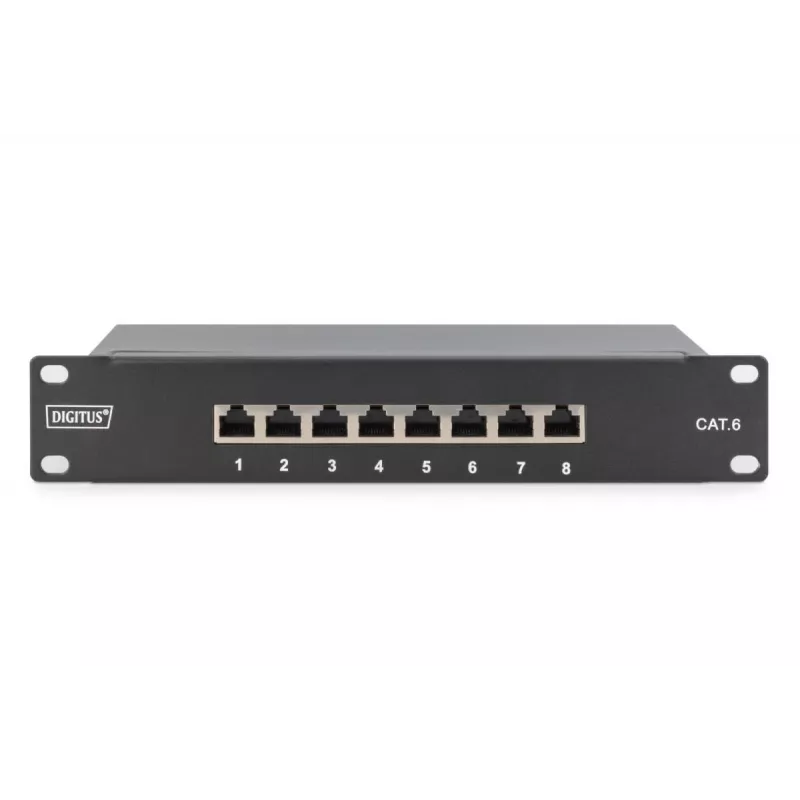 DIGITUS Patchpanel CAT6 8-Port suojattu musta 10in