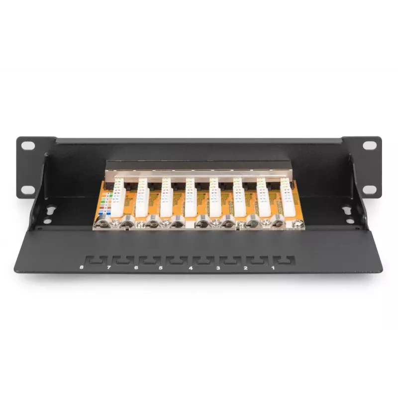 DIGITUS Patchpanel CAT6 8-Port suojattu musta 10in