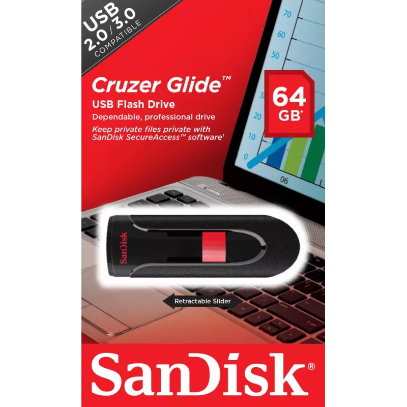 WESTERN DIGITAL SanDisk Cruzer Glide - 64GB USB-muistitikku - USB 2.0