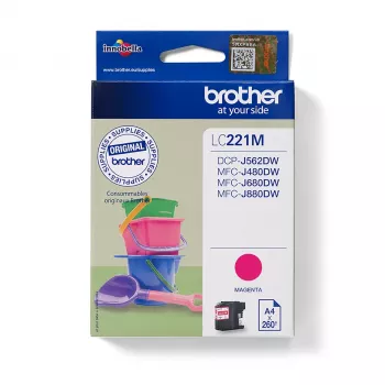 Värikasetti Brother LC-221M punainen muste 260 sivua DCPJ562DW MFCJ480DW