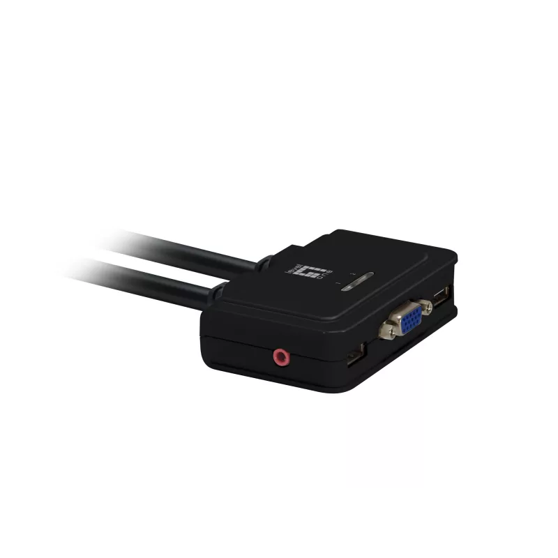 LevelOne 2-porttinen USB VGA -kaapeli KVM-kytkin, äänituki, 2048 x 1536 pikseliä, musta