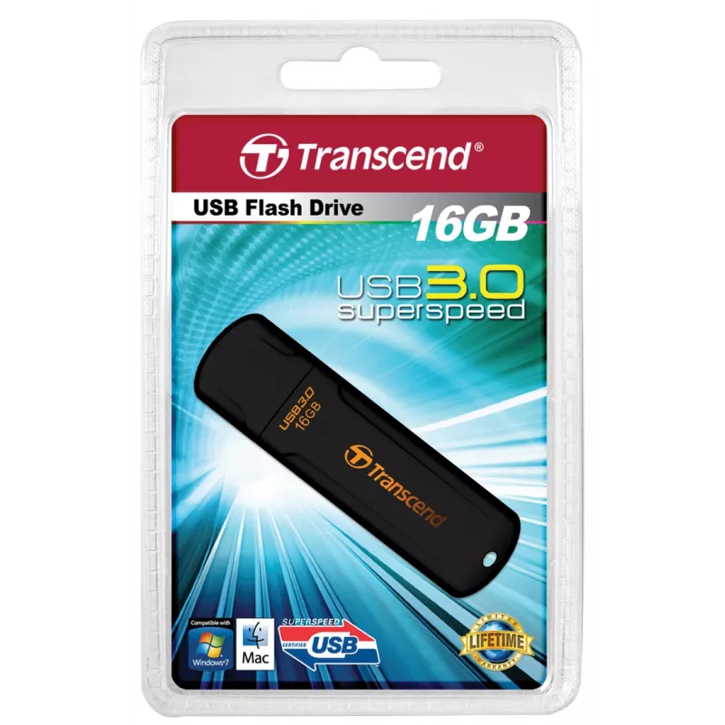 TRANSCEND Jetflash 700 - 16GB USB-muistitikku - USB 3.0 - musta