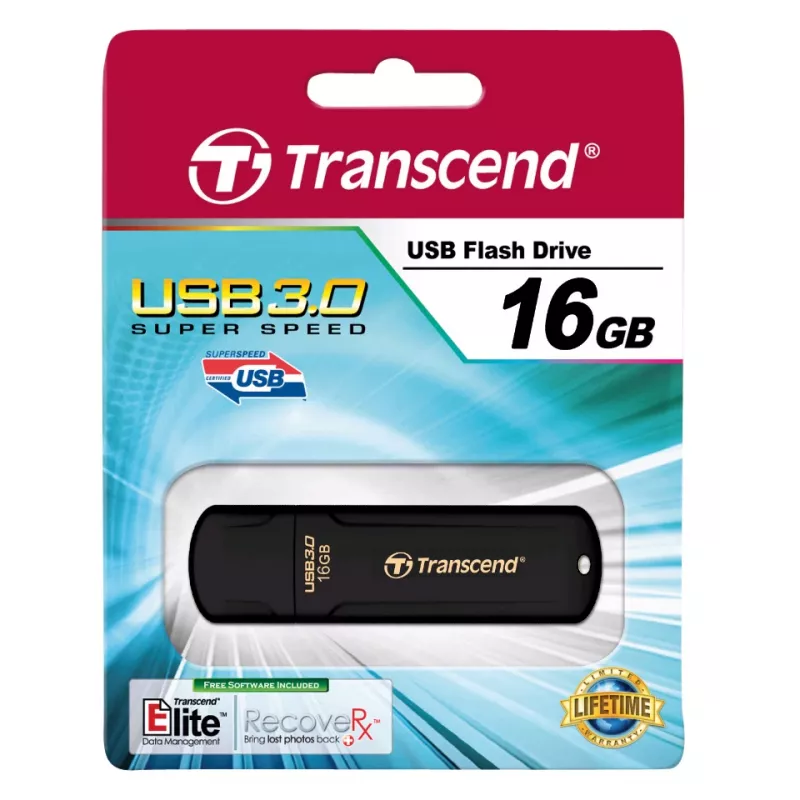 TRANSCEND Jetflash 700 - 16GB USB-muistitikku - USB 3.0 - musta