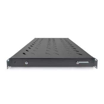 DIGITUS 1U kiinteä hyllytaso, säädettävä 600 mm syville kaapeille, 350 mm syvyys, väri musta (RAL 9005)