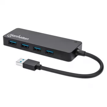 Manhattan USB-A 4-porttinen keskitin, 4x USB-A-porttia, 5 Gbps (USB 3.2 Gen1 eli USB 3.0), USB-virralla toimiva (ulkoista virtalähdettä ei tarvita), vastaa malleja ST4300PBU3 & ST4300MINU3B
