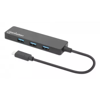 Manhattan USB-C-telakka/keskitin, liitännät (4): USB-A (x4), 5 Gbps (USB 3.2 Gen1 eli USB 3.0), USB-virralla toimiva (ulkoista virtalähdettä ei tarvita), vastaa mallia HB30CM4AB