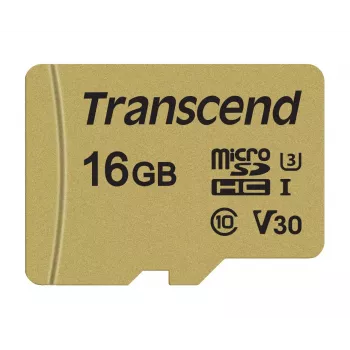TRANSCEND Micro SDHC -kortti 500s 16 GB UHS-I U3 MLC sovittimella