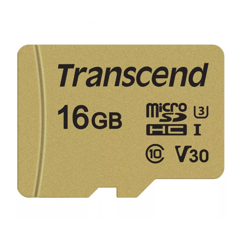 TRANSCEND Micro SDHC -kortti 500s 16 GB UHS-I U3 MLC sovittimella