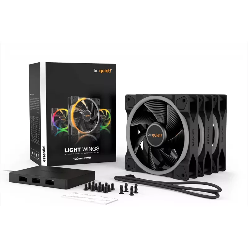 be quiet Light Wings 120mm ARGB PWM tuuletin musta 3 kpl:n pakkaus
