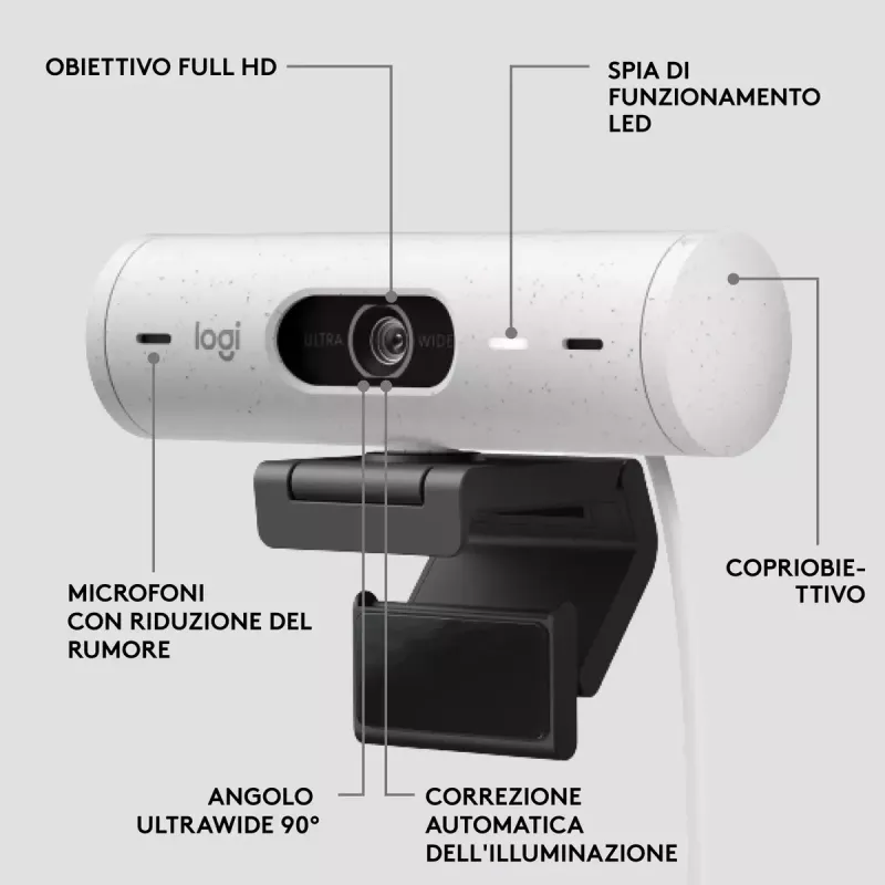 Web-kamera Logitech Brio 500 Full HD 4MP USB-C valkoinen