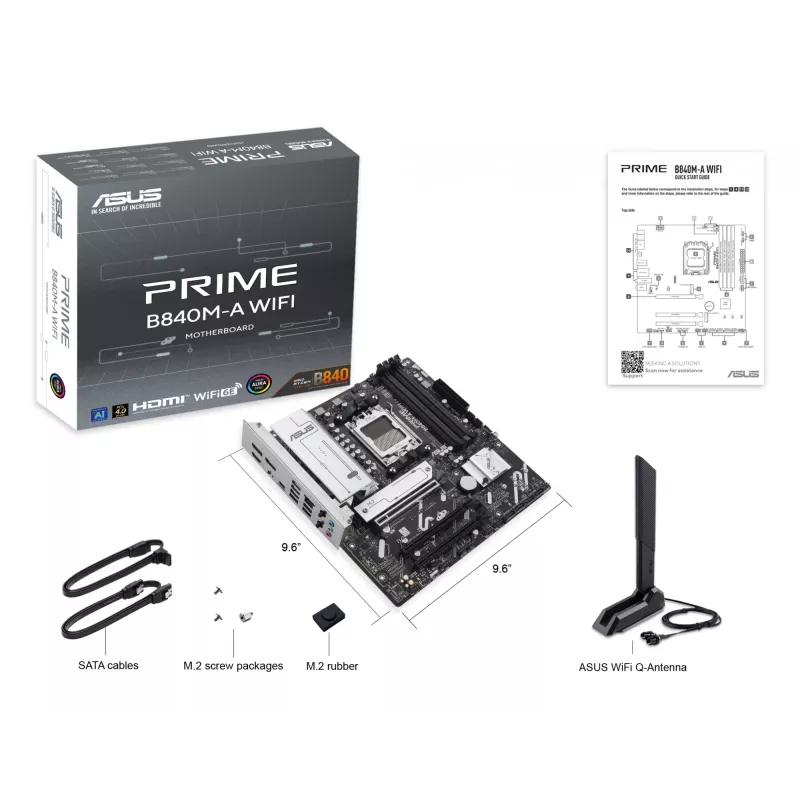 Emolevy ASUS PRIME B840M-A WIFI AMD B840 kanta AM5 micro ATX
