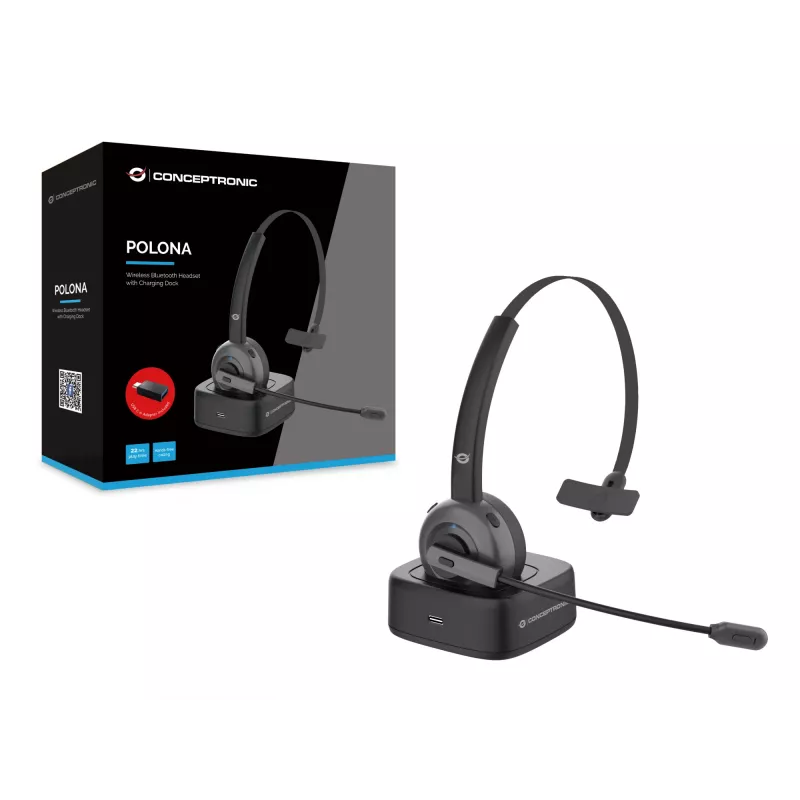 Conceptronic POLONA langaton Bluetooth-kuulokemikrofoni ja lataustelakka