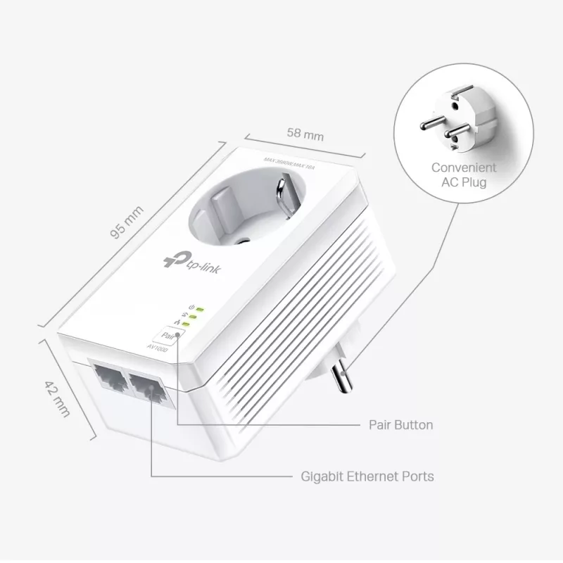 TP-Link TL-PA7027P KIT PowerLine-verkkosovitin 1000 Mbit/s Ethernet LAN valkoinen 2 kpl