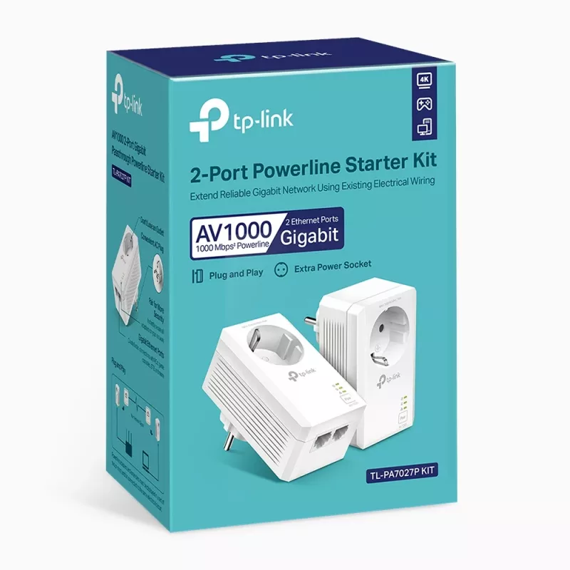 TP-Link TL-PA7027P KIT PowerLine-verkkosovitin 1000 Mbit/s Ethernet LAN valkoinen 2 kpl