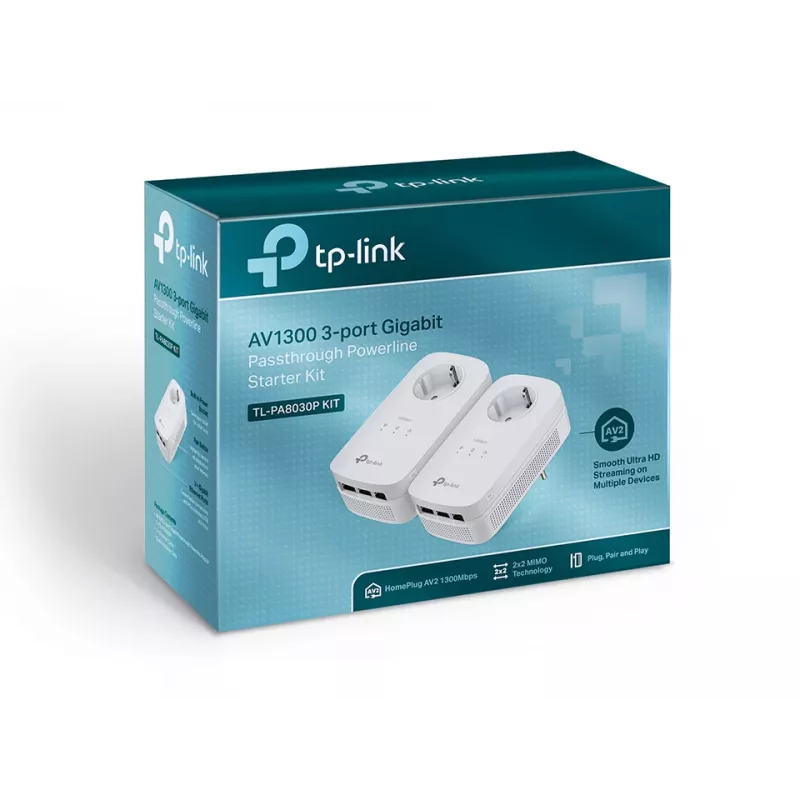 TP-Link TL-PA8030P KIT PowerLine-verkkosovitin 1200 Mbit/s Ethernet LAN valkoinen 2 kpl