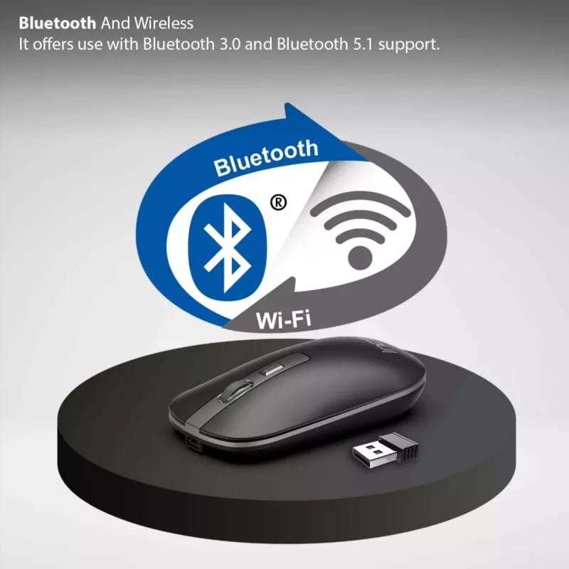 Inca IWM-531RA langaton ja Bluetooth-hiiri, 1600 DPI, 4D-painike, hiljainen, antrasiitti
