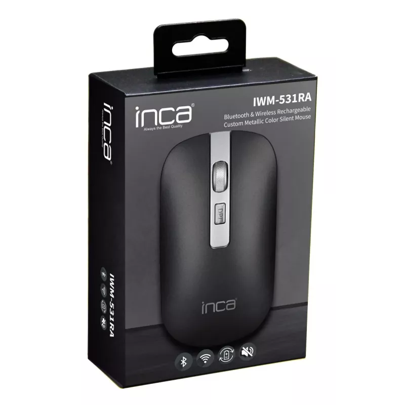 Inca IWM-531RA langaton ja Bluetooth-hiiri, 1600 DPI, 4D-painike, hiljainen, antrasiitti