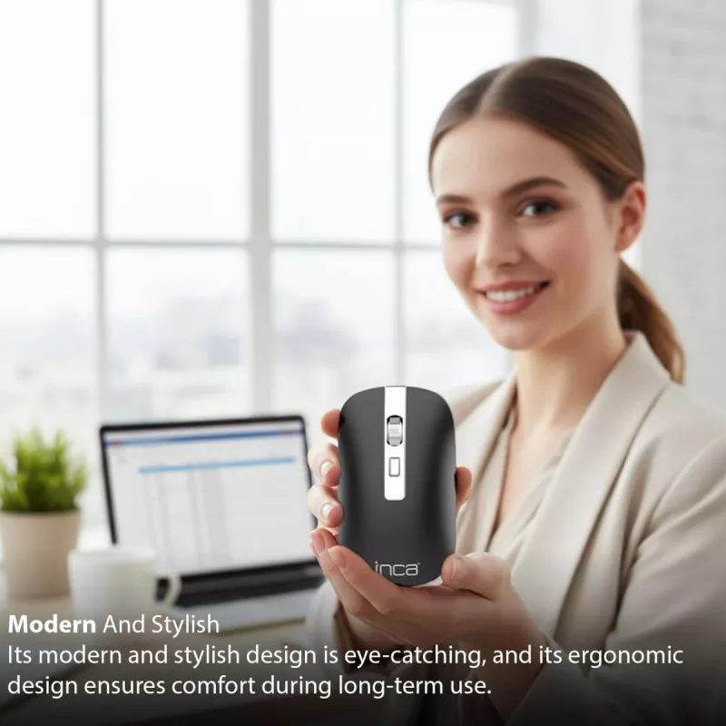 Inca IWM-531RA langaton ja Bluetooth-hiiri, 1600 DPI, 4D-painike, hiljainen, antrasiitti