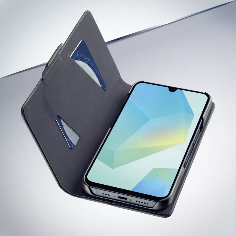 Cellularline Book - Galaxy A16 kirjakotelo korttipaikalla ja magneettisulkimella