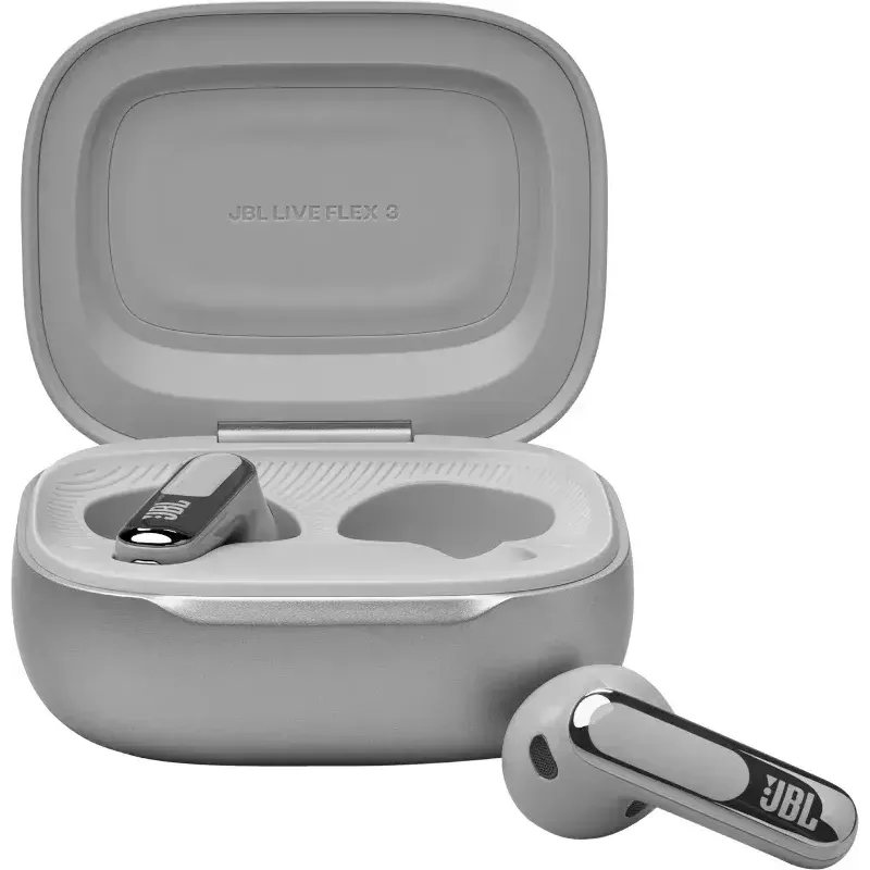 JBL Live Flex 3 -kuulokemikrofoni langaton in-ear puhelut/musiikki/urheilu/arkikäyttö hopea