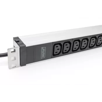 DIGITUS 1U alumiini PDU räkkiasennettava 12x C13 16A 230VAC 50/60Hz suojakosketinpistoke