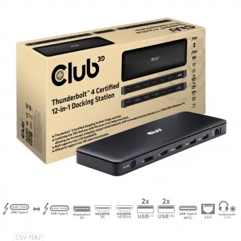 CLUB3D Thunderbolt™ 4 Certified 12-in-1-telakointiasema