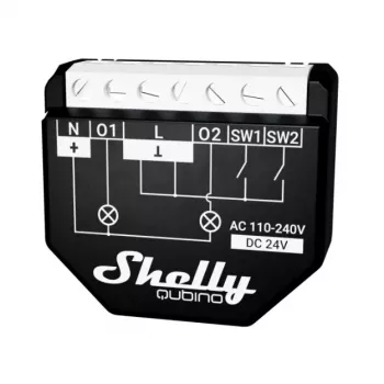 Älykytkin Shelly WAVE 2PM musta (Shelly) — langaton Z-Wave, 16 A, 110–240 V, 868,4 MHz