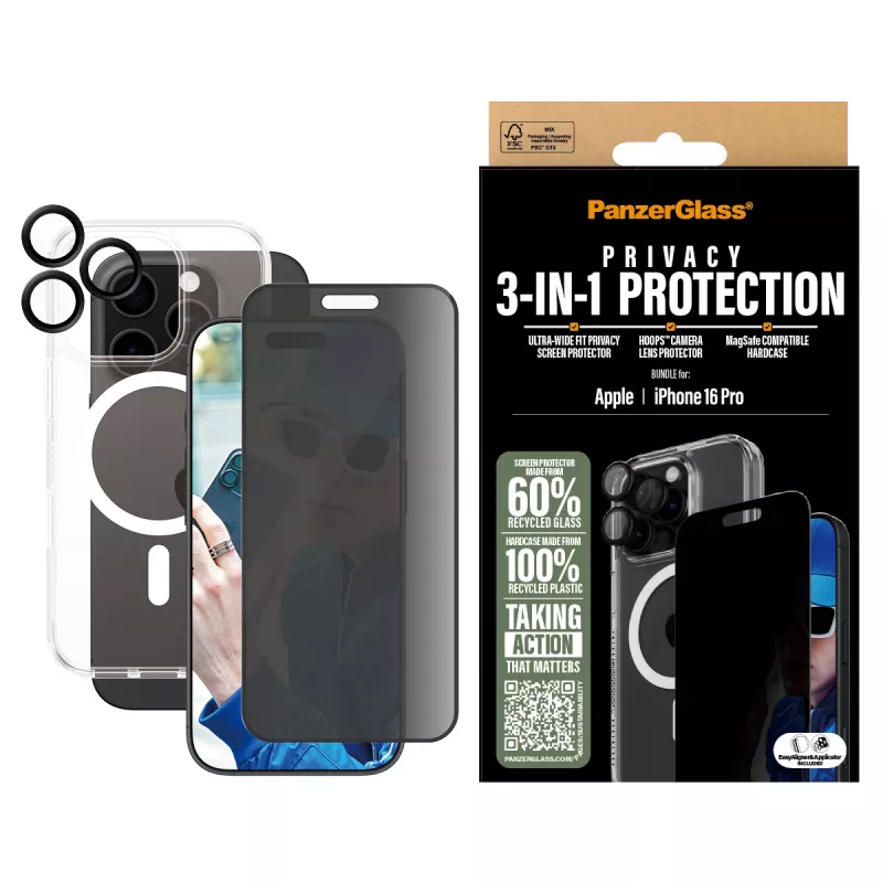 PanzerGlass 3-in-1 tietosuojapakkaus iPhone '24 6,3