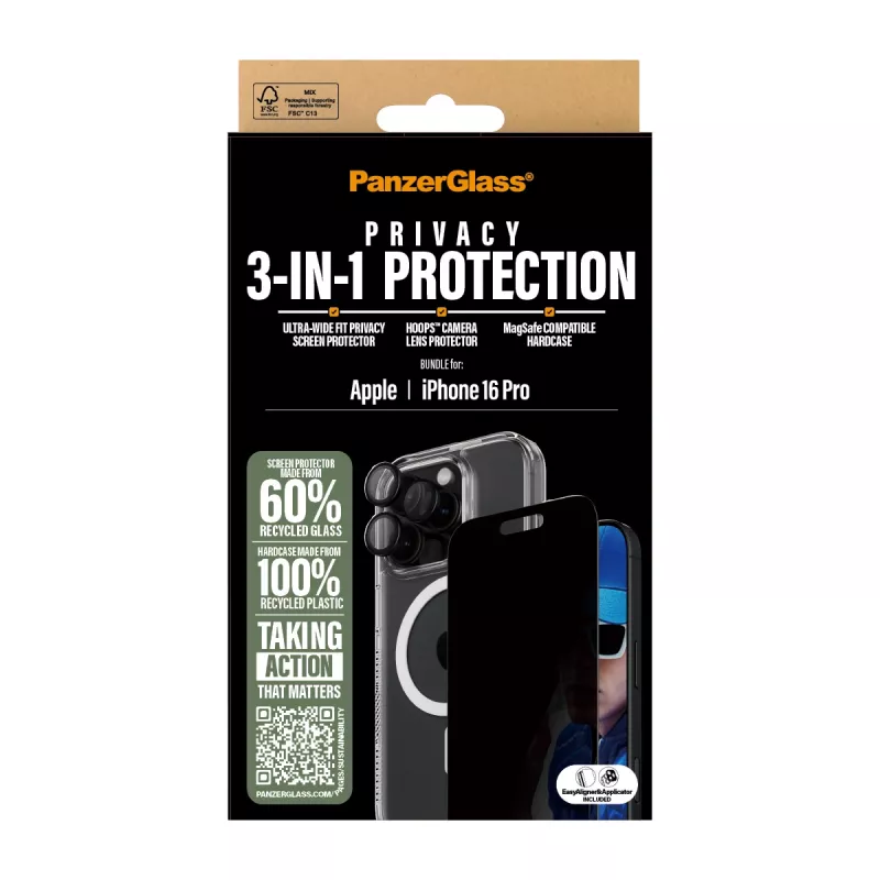 PanzerGlass 3-in-1 tietosuojapakkaus iPhone '24 6,3