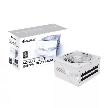 Virtalähde GIGABYTE AORUS ELITE P1000W ATX 3.1 1000W 80 PLUS Platinum täysmodulaarinen valkoinen, 6x (6+2) PCIe, 8 SATA