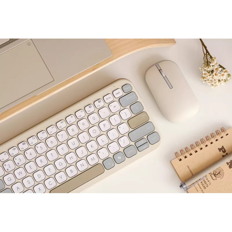 ASUS Marshmallow KW100 näppäimistö langaton Bluetooth QWERTZ beige harmaa valkoinen