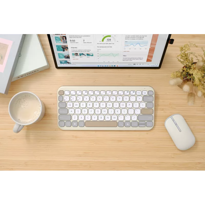 ASUS Marshmallow KW100 näppäimistö langaton Bluetooth QWERTZ beige harmaa valkoinen