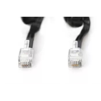 DIGITUS UAE-liitäntäkaapeli, RJ10 2,00 m, CU, 4x7x0,12 mm, suojaamaton, M/M, lattakaapeli, spiraalikaapeli, musta