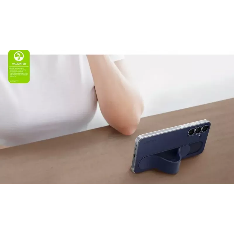 Standing Grip -kotelo Samsung Galaxy S25 FE:lle – valkoinen, pöytäteline