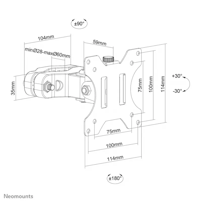 Neomounts FL40-430BL11 TV-mastokiinnike 17-32 tuumaa - halk. 28-60 mm